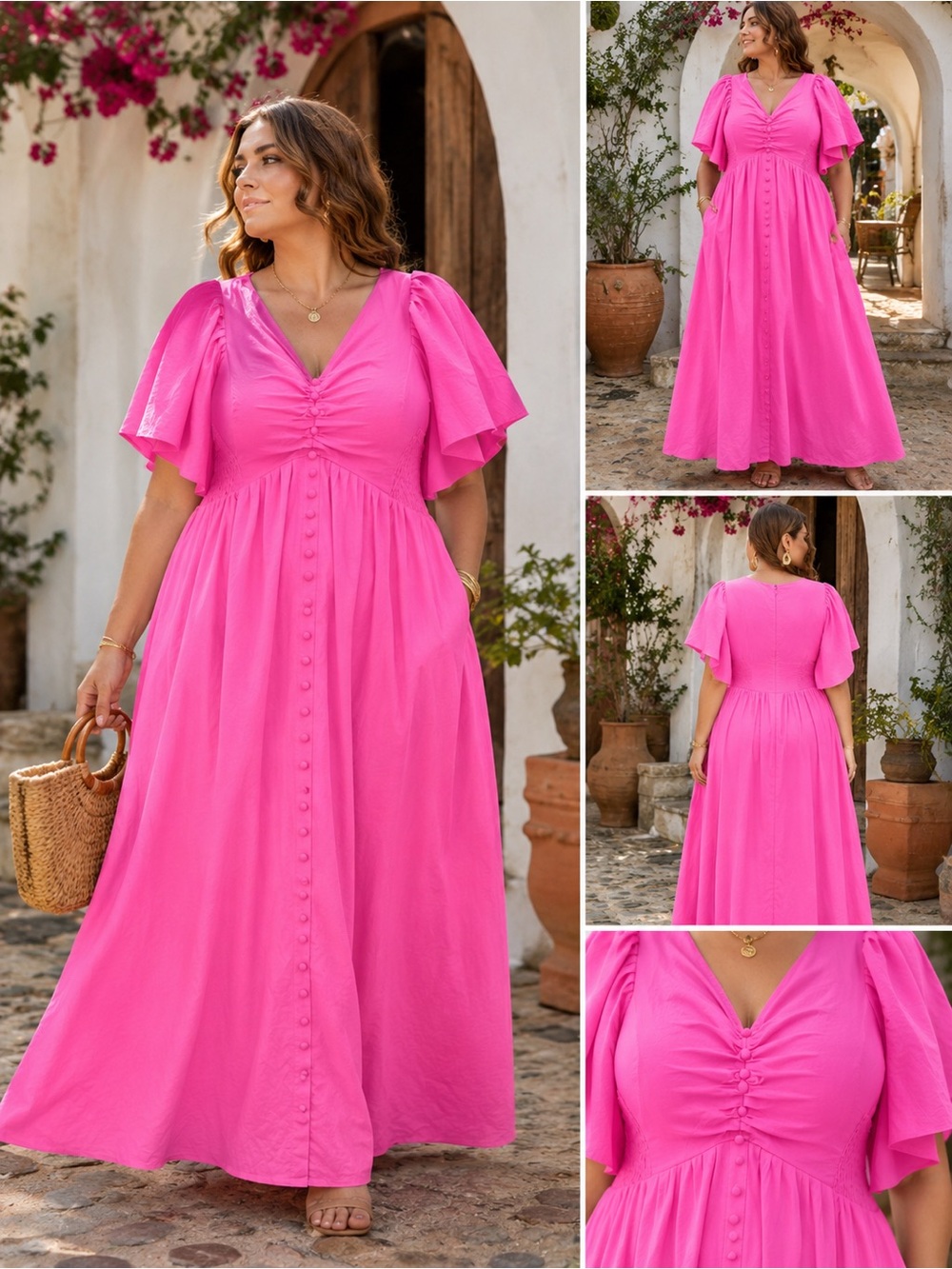 Pomander Place Pink Puff Sleeve Maxi Dress Tuckernuck Plus Size 3X